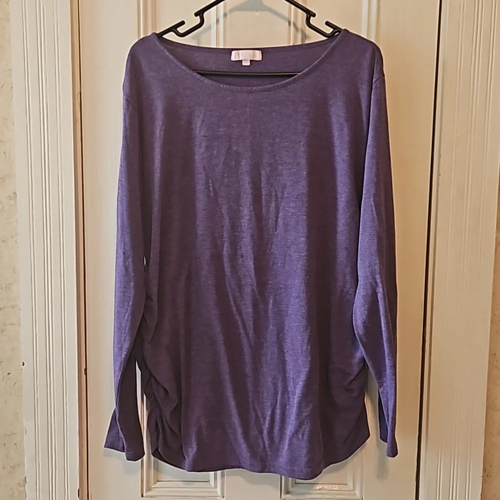Purple Long Sleeve Maternity Top Side Ruching XXL